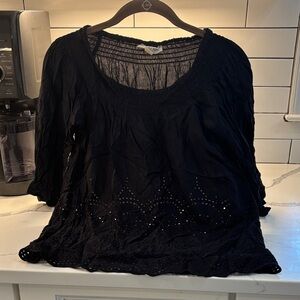 Black Women's Peasant Top